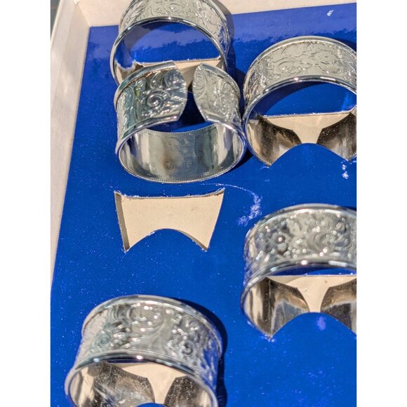 Vintage Silver Paisley Swirl Napkin Rings Set By Shelton Ware Dinner Party - Picture 5 of 15